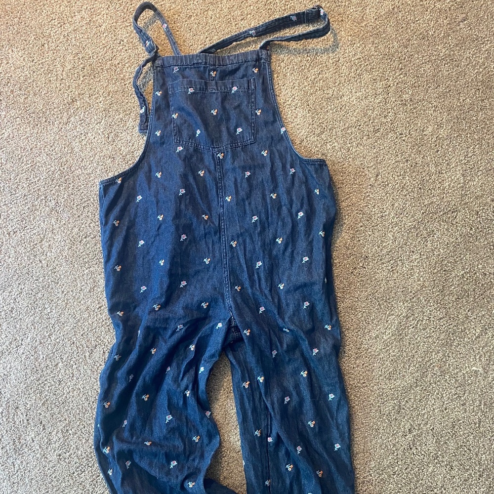 aerie denim overalls with flowers